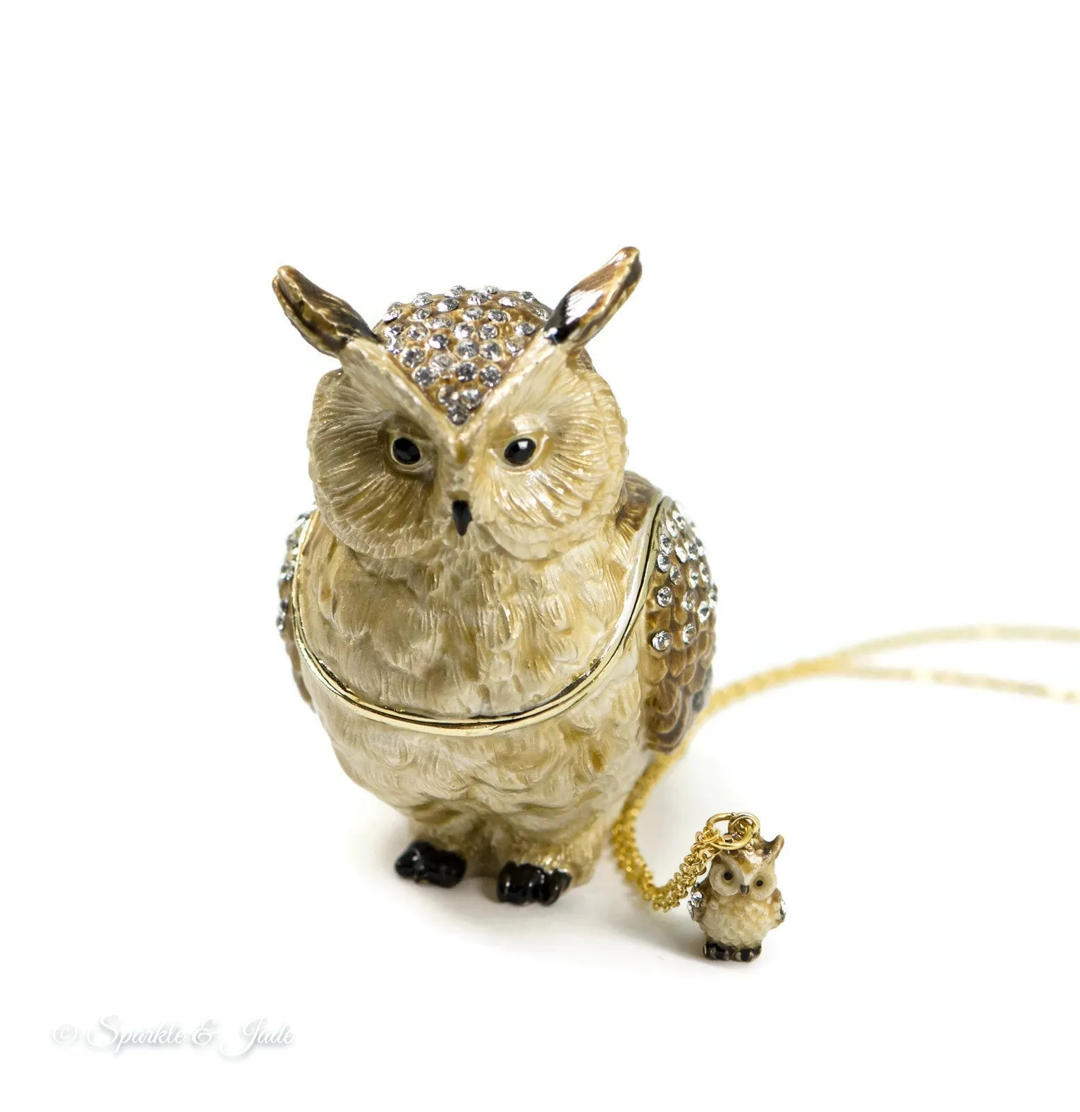 Bejeweled Hootie Wise Owl Enameled Trinket Box