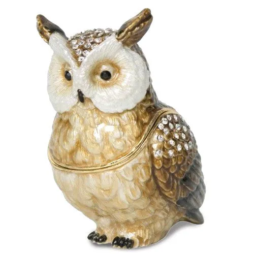 Bejeweled Hootie Wise Owl Enameled Trinket Box