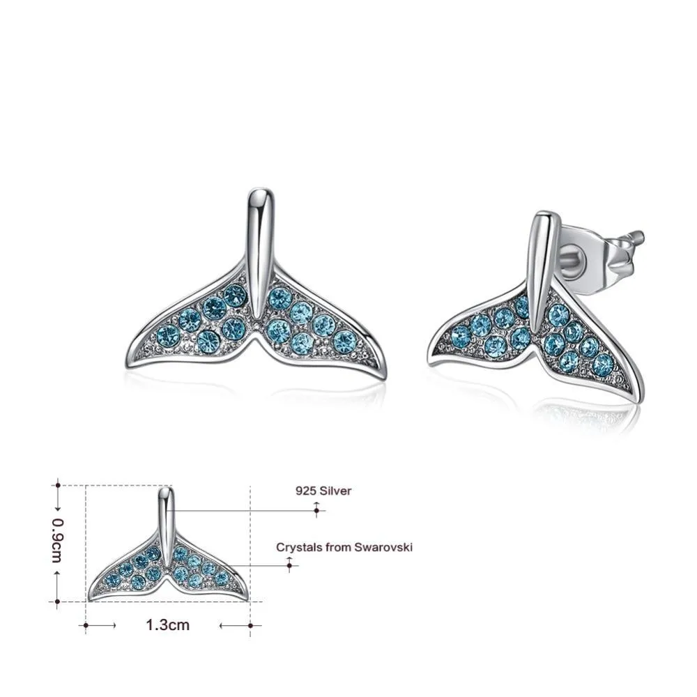 Bejeweled Mermaid Tail Stud Earrings