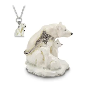 Bejeweled Polar Bear And Cubs Trinket Box