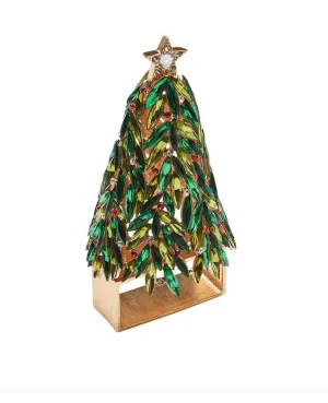 Bejeweled Xmas Napkin Ring Red, Green Gold Set of 4