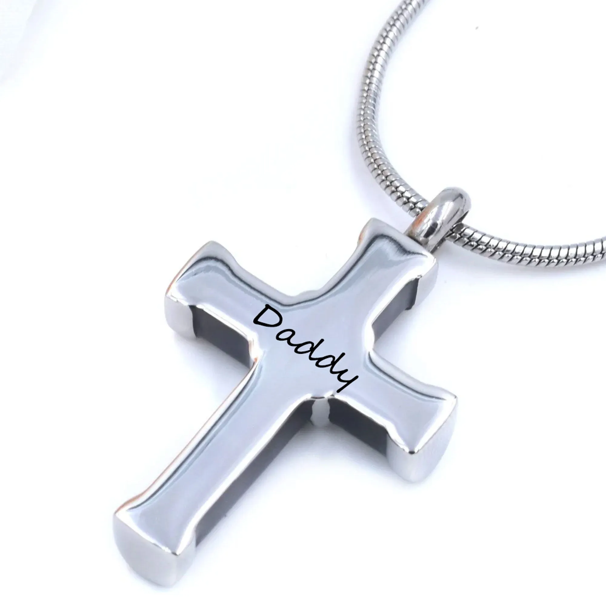 Black and Silver Hawser Cross with Crystals Cremation Jewelry