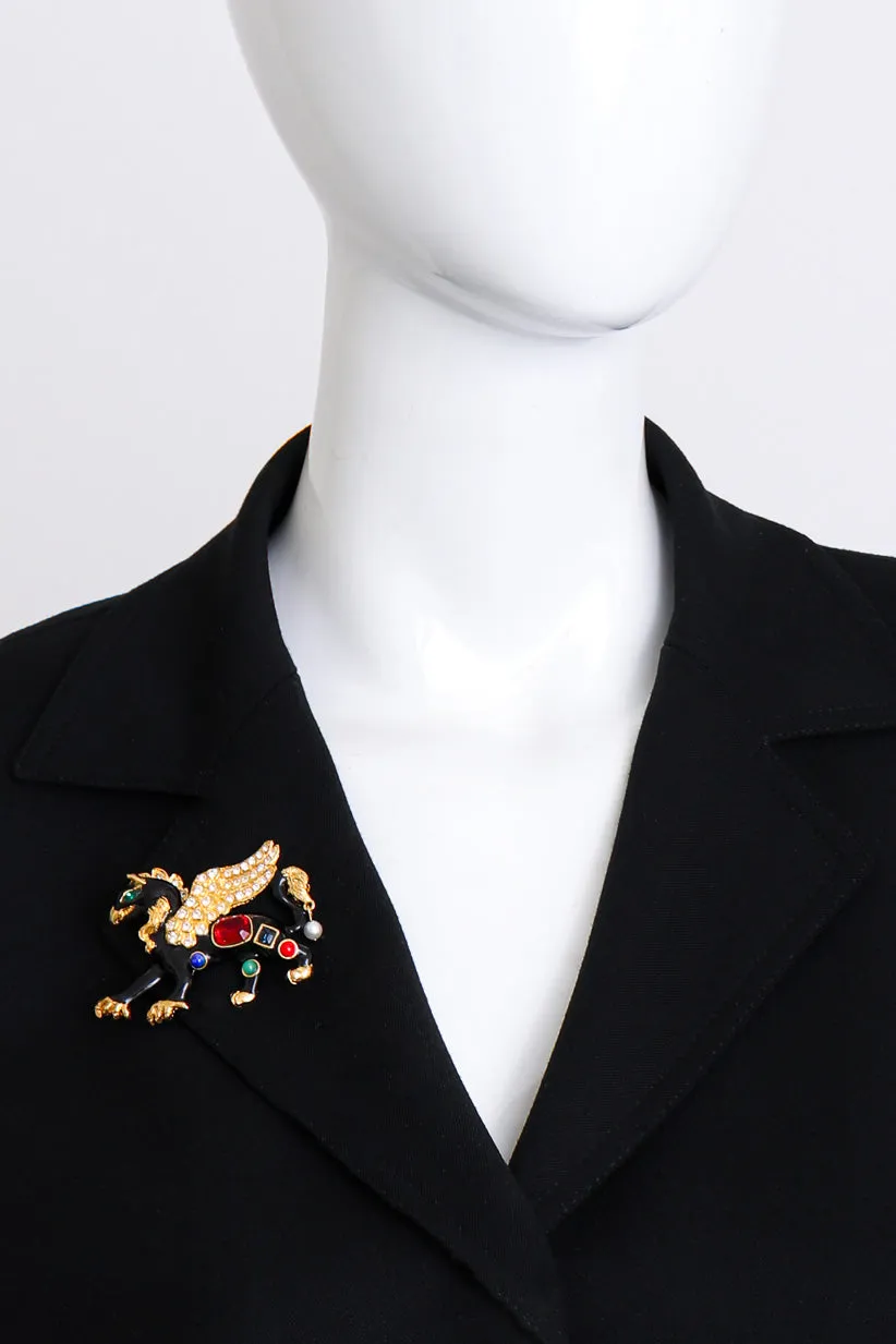 Black Bejeweled Griffin Brooch