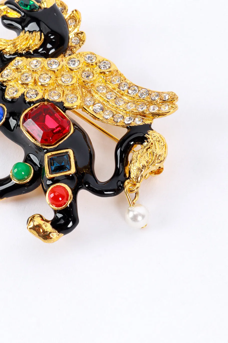 Black Bejeweled Griffin Brooch