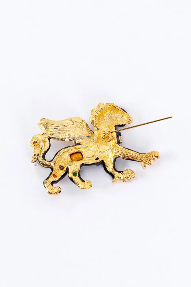 Black Bejeweled Griffin Brooch