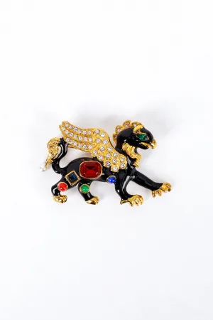 Black Bejeweled Griffin Brooch