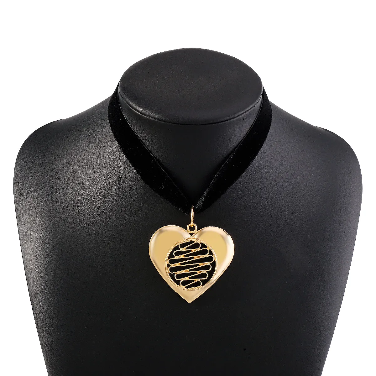 Black Nylon & 18K Gold-Plated Stripped Heart Choker Necklace