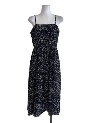 Black Patterned Blouson Dress