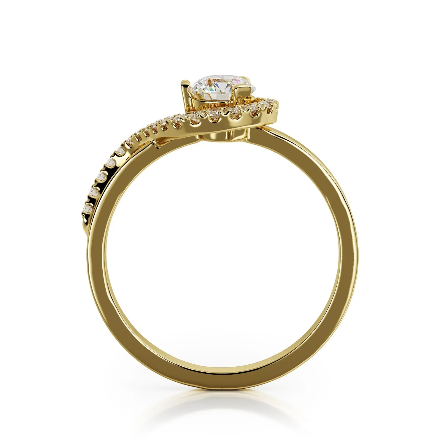 Blinding Sun Wave Natural Round  Diamond Engagement Ring
