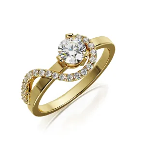 Blinding Sun Wave Natural Round  Diamond Engagement Ring
