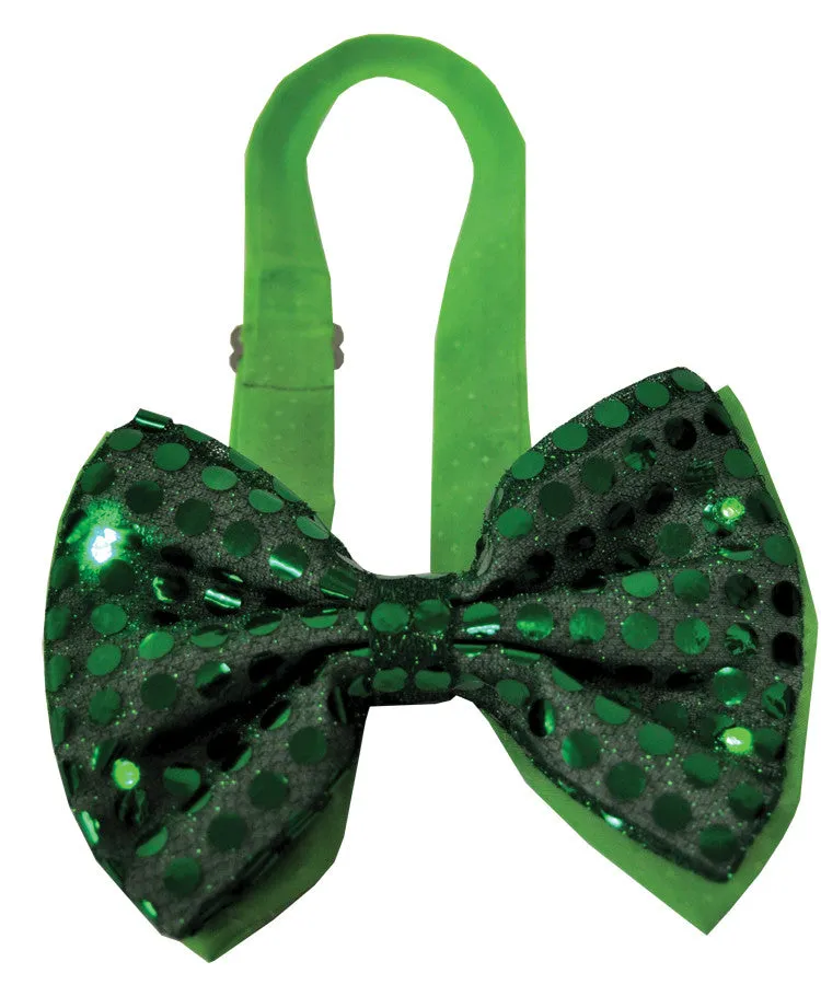 Bow Tie Green Sequin Light Up  Costume Accessories
