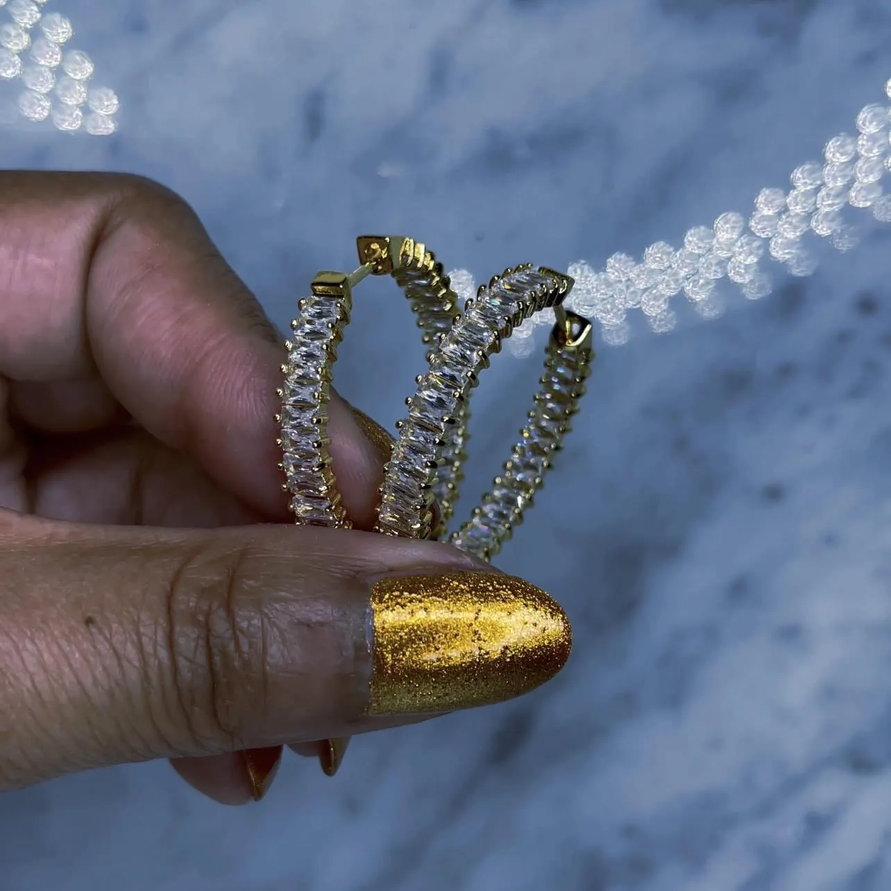 Brillar - Baguette Hoop Earrings (Gold)
