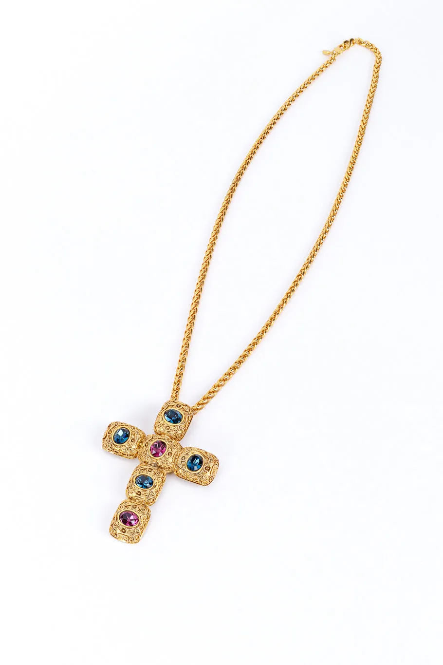 Byzantine Crystal Cross Pendant Necklace