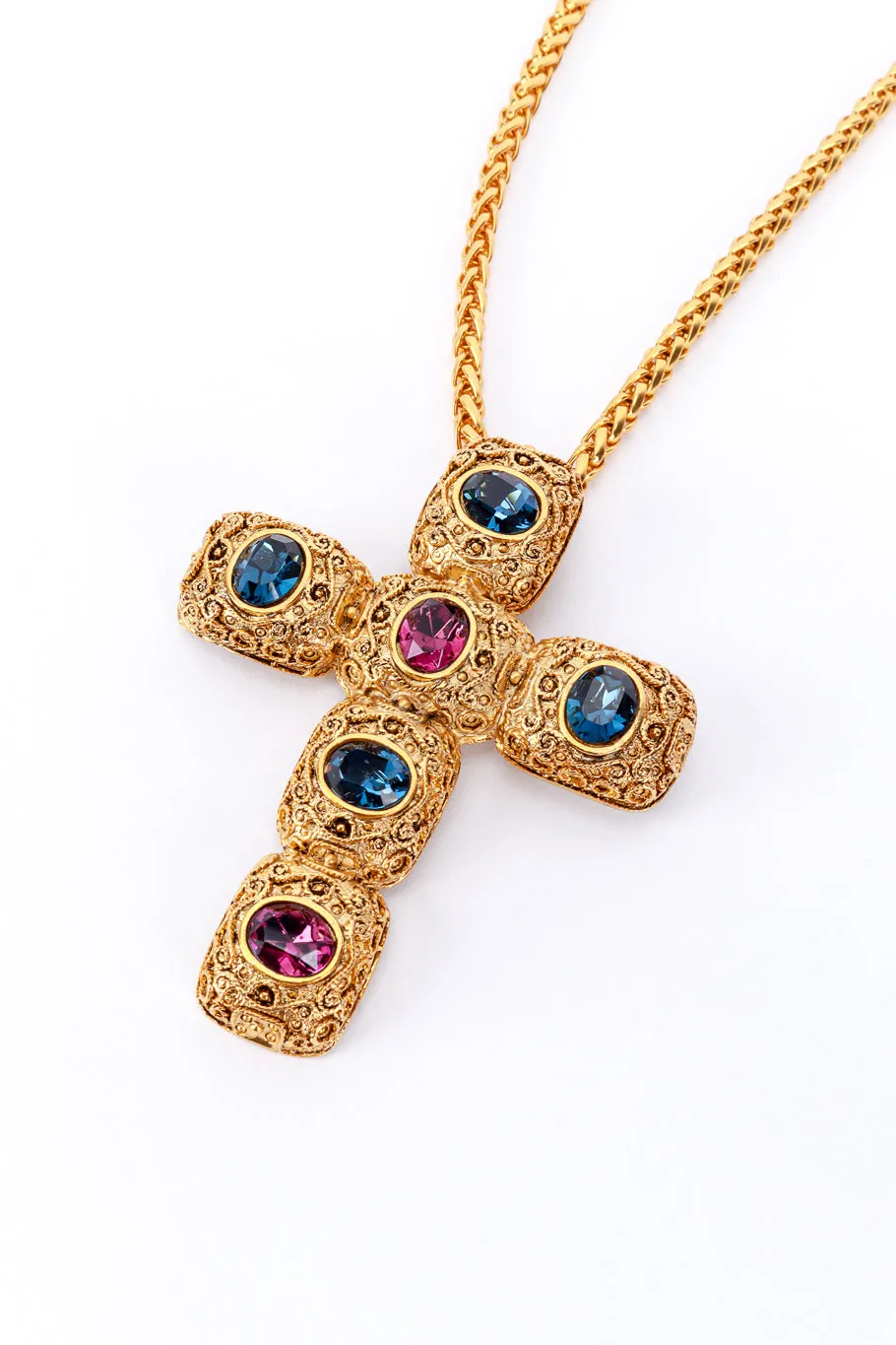Byzantine Crystal Cross Pendant Necklace