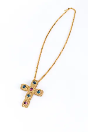Byzantine Crystal Cross Pendant Necklace