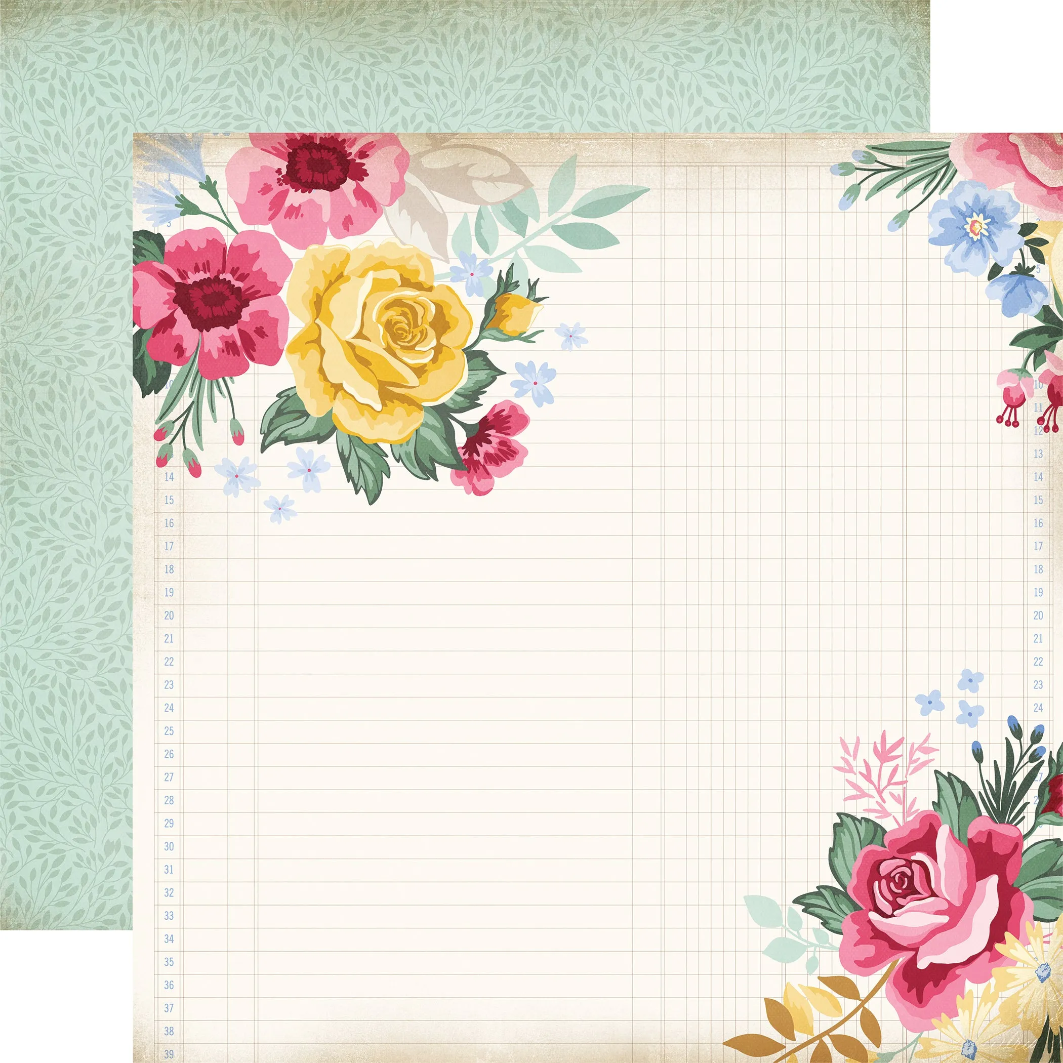 Carta Bella - Bloom - 12x12 Single Sheet / Floral Garden Grid
