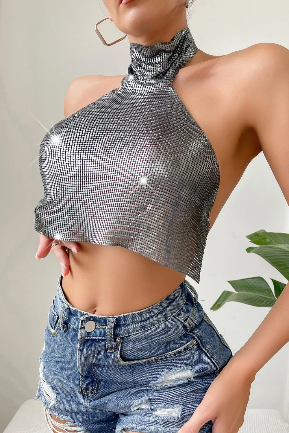 Chainmail High Collar Top