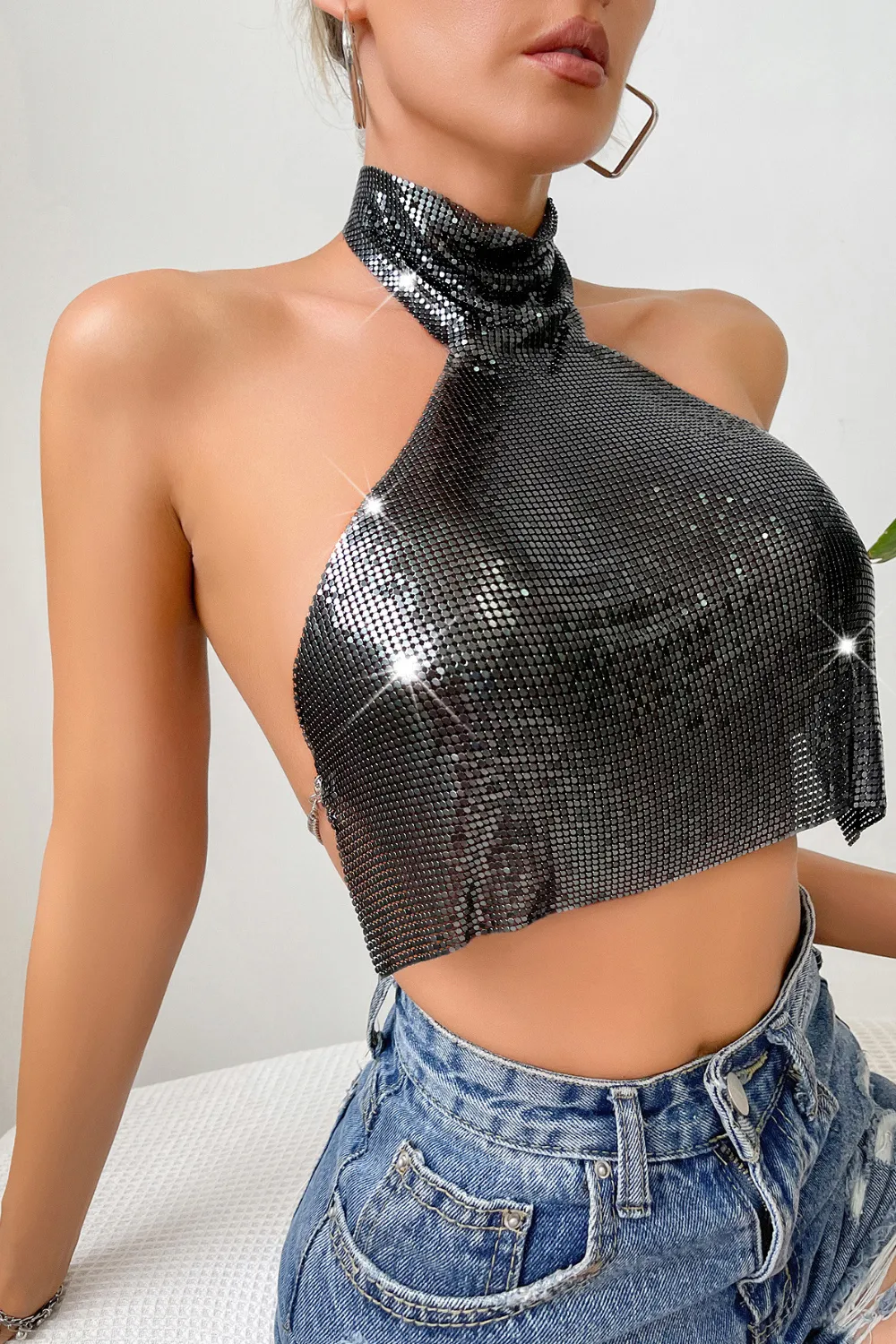 Chainmail High Collar Top