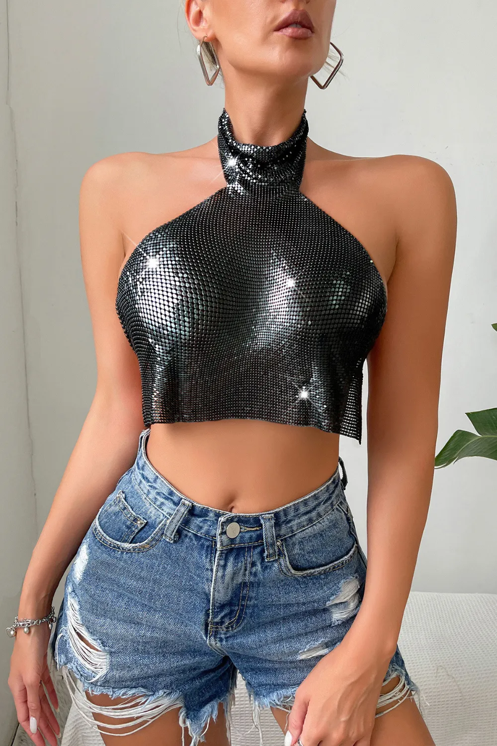 Chainmail High Collar Top
