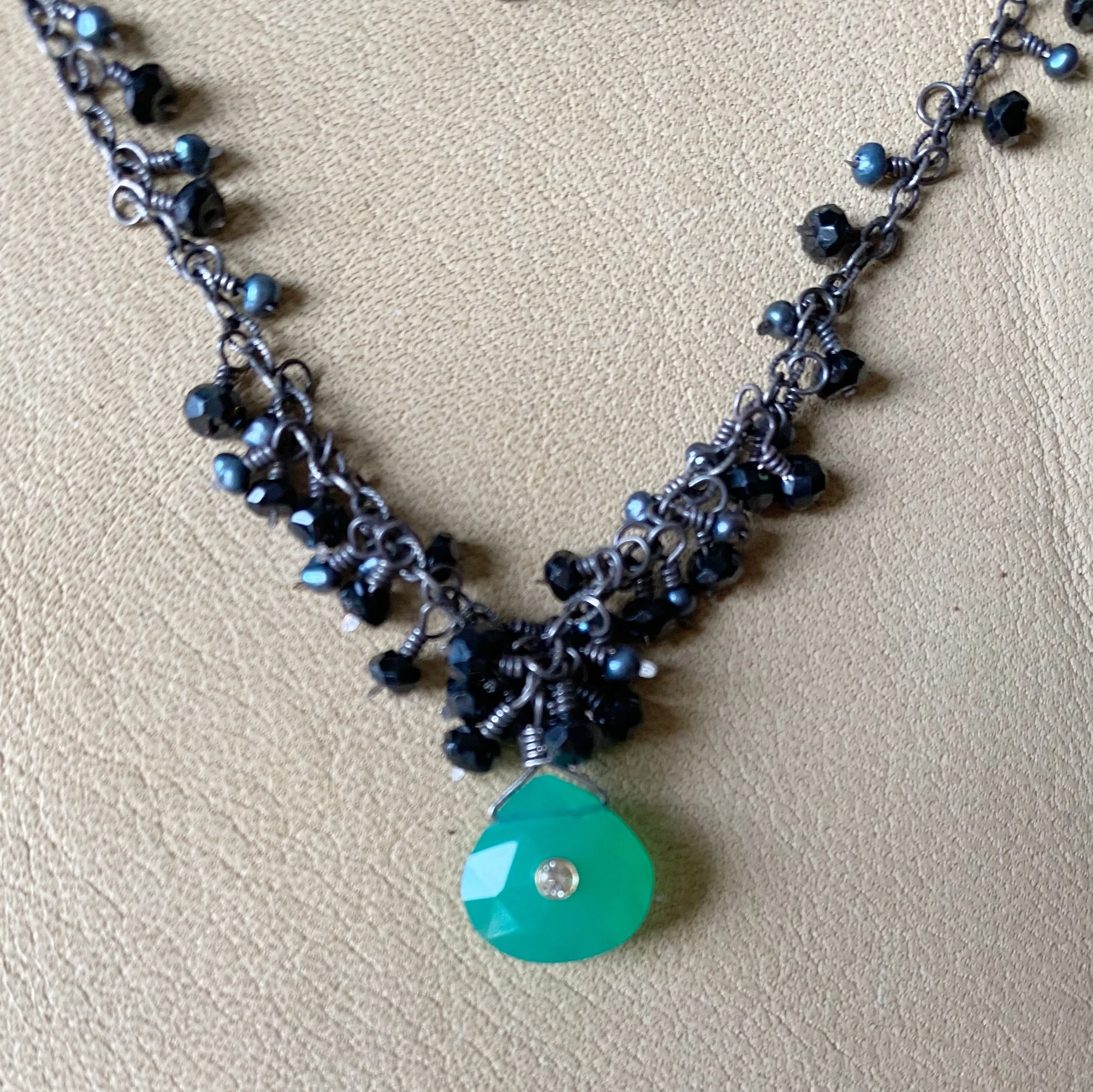 Chalcedony and Black Garnet Necklace