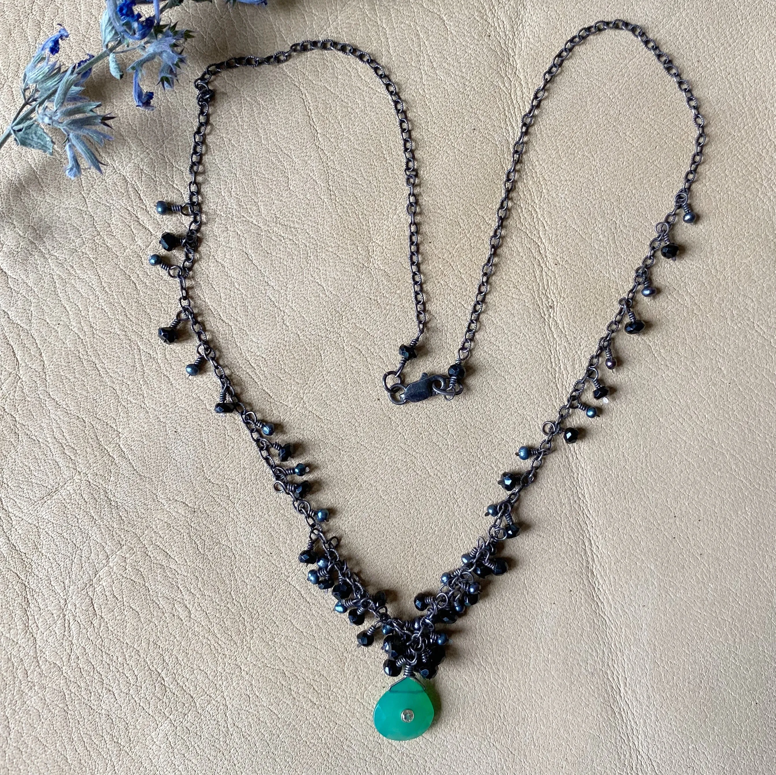 Chalcedony and Black Garnet Necklace