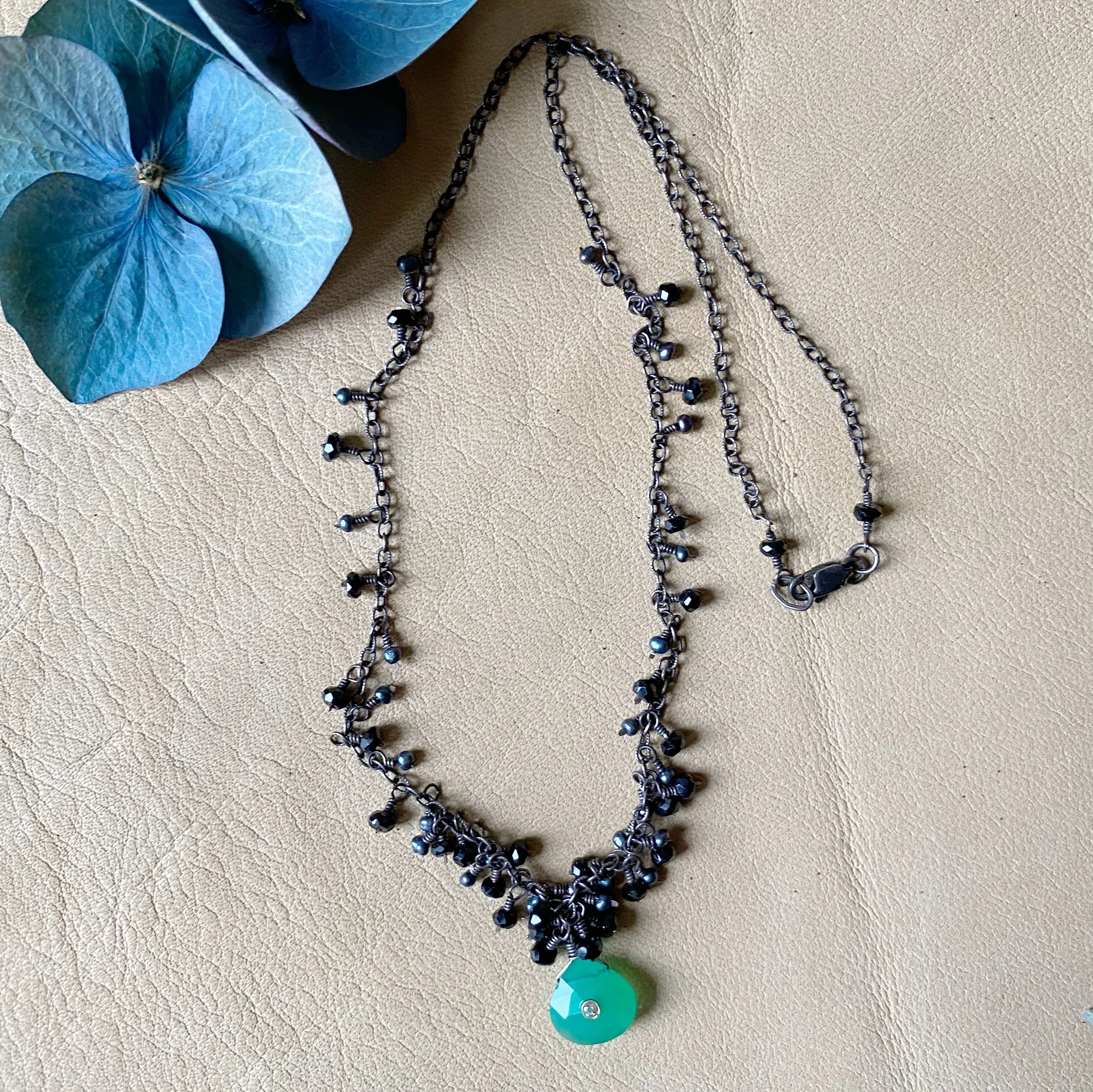 Chalcedony and Black Garnet Necklace