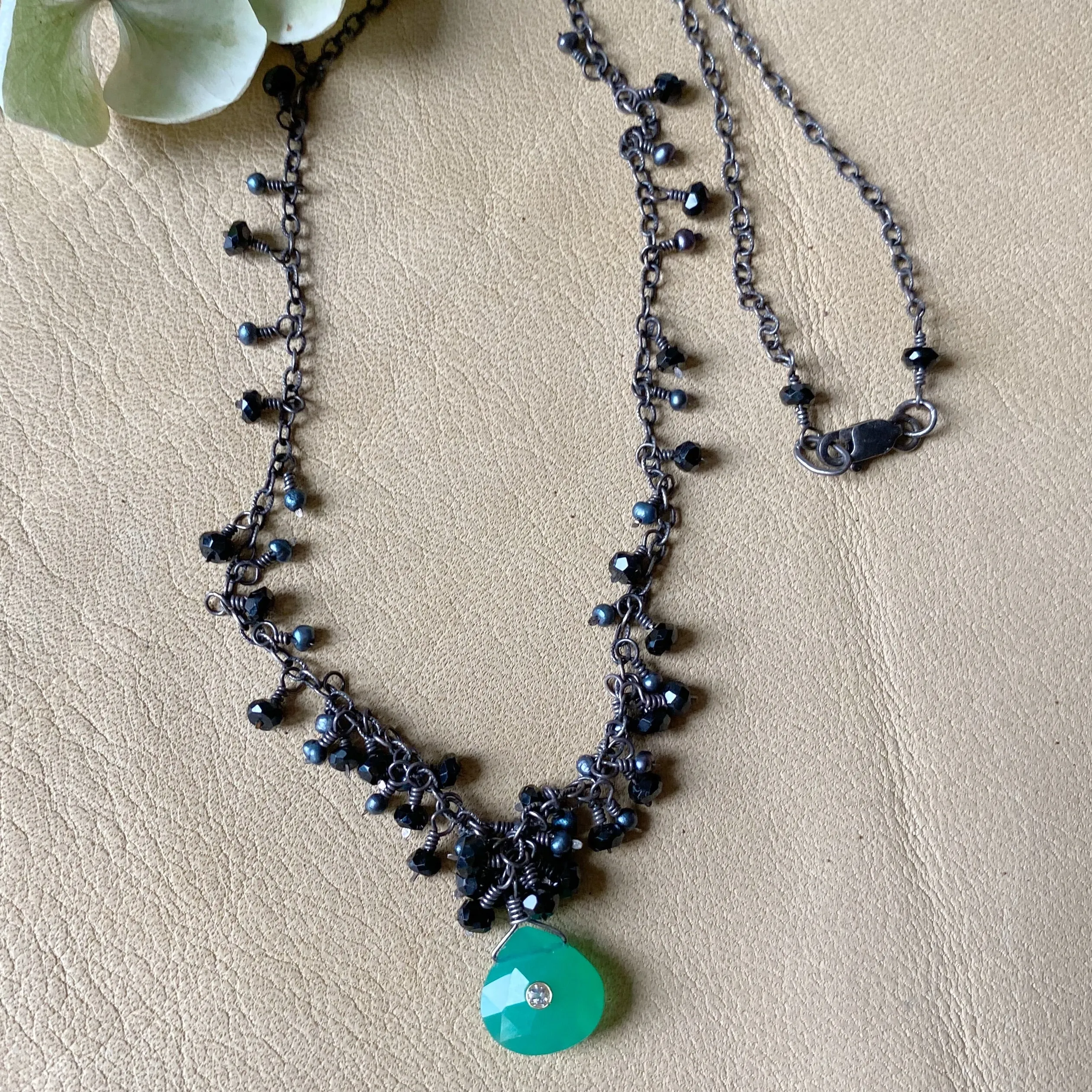 Chalcedony and Black Garnet Necklace