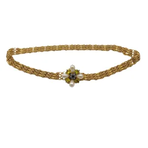 Chanel 2005 Bejeweled Pearl Embellished Gold Chain Belt