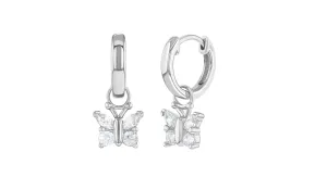 Children's Earrings:  Sterling Silver Hoops with AAA CZ Butterflies