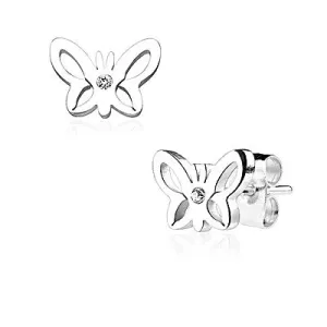 Children's Earrings:  Surgical Steel Butterfly Earrings with CZ