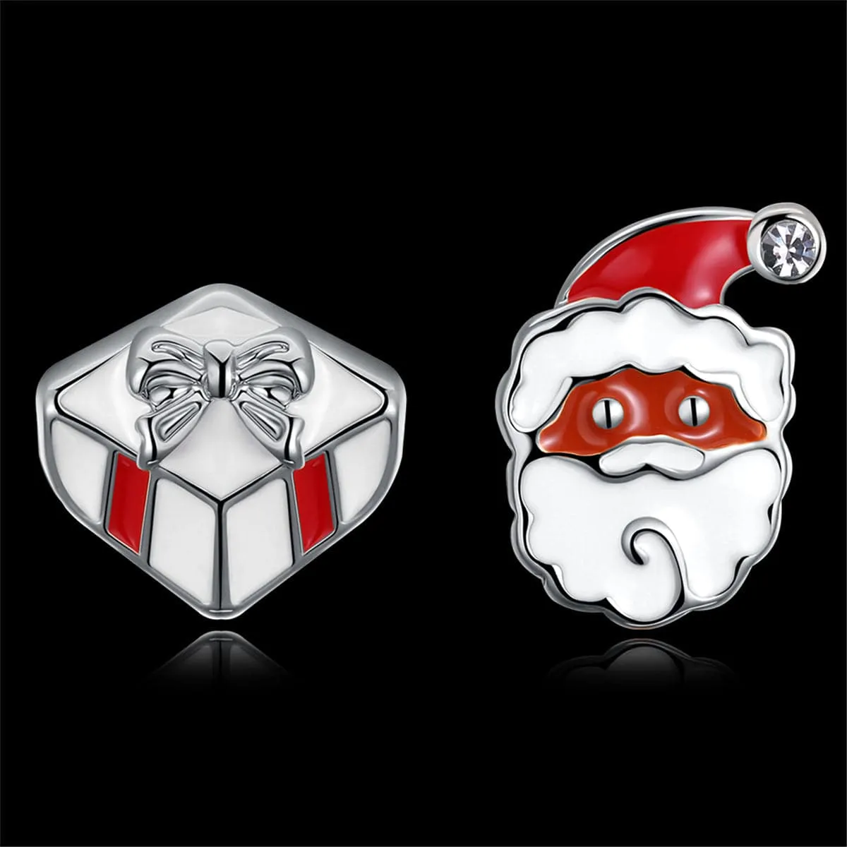 Christmas Gift & Santa Claus Silver-Plated Stud Earrings