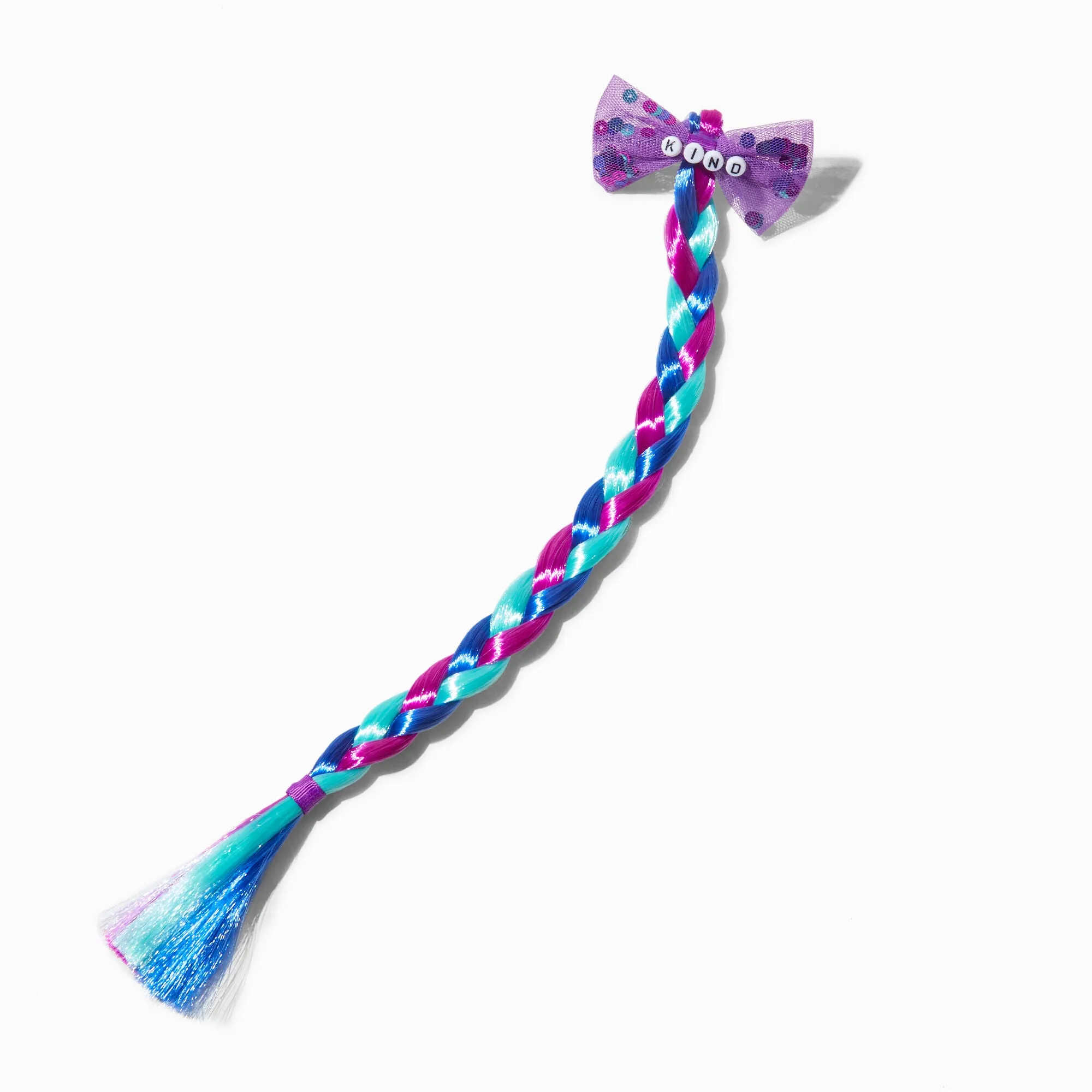 Claire's Club ''Kind'' Jewel Tone Bow Braid Faux Hair Clip