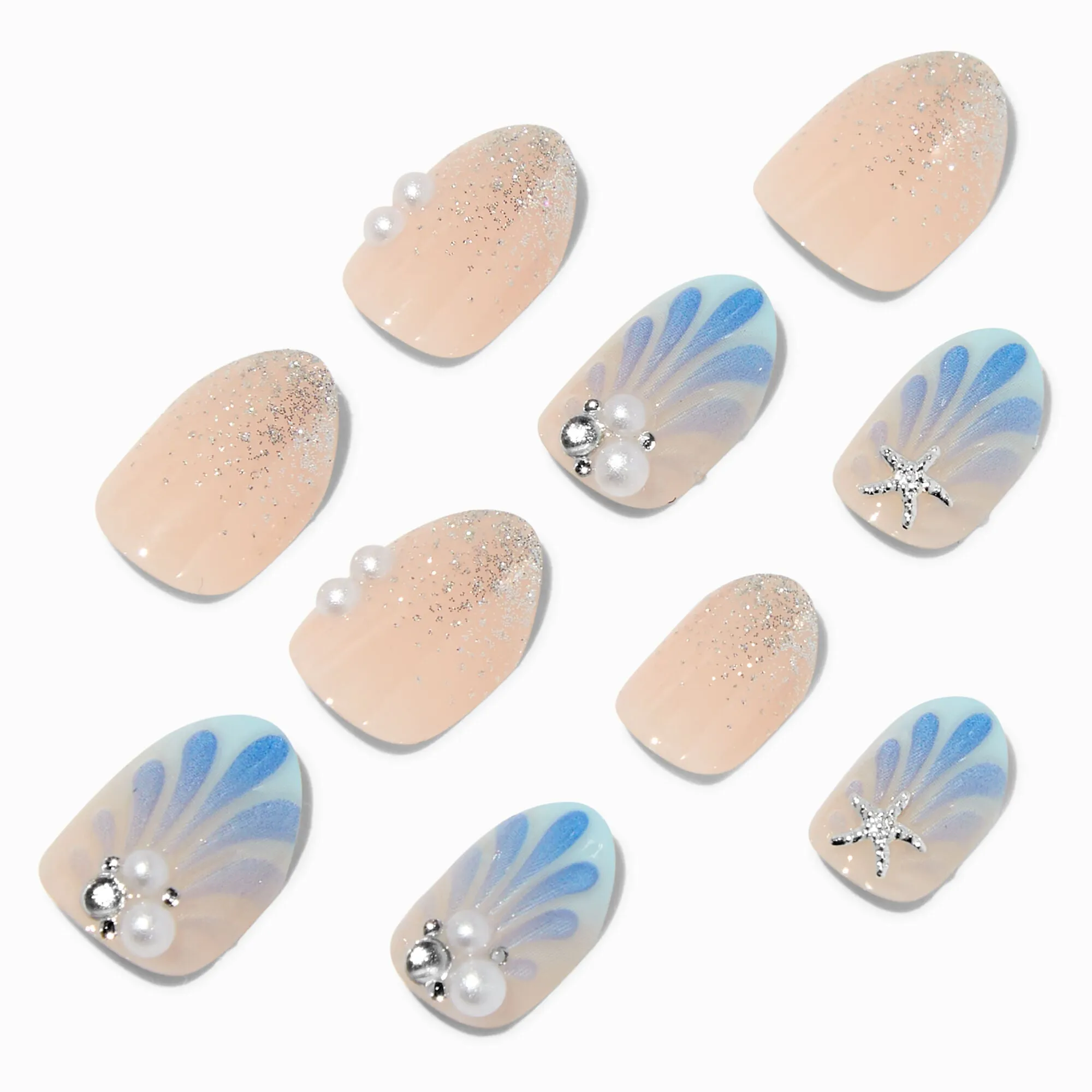 Claire's Club Mermaid Blue Faux Nails