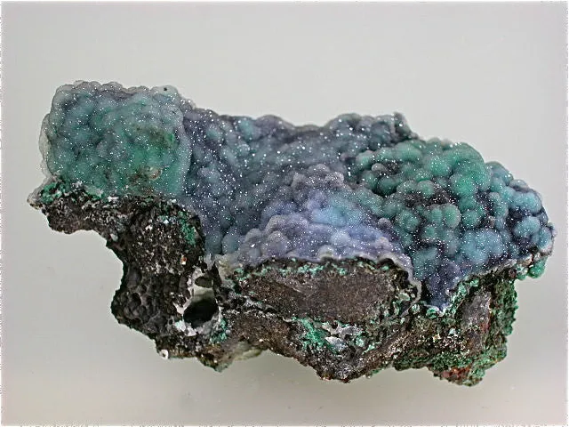 Conichalcite, Zacatecas, Mexico, Mined c. 1991, Kalaskie Collection #803, Miniature 3.5 x 4.0 x 7.5 cm, $75. Online 10/31