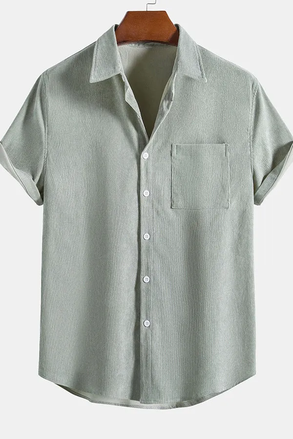 Corduroy Button Up Shirt With Pocket