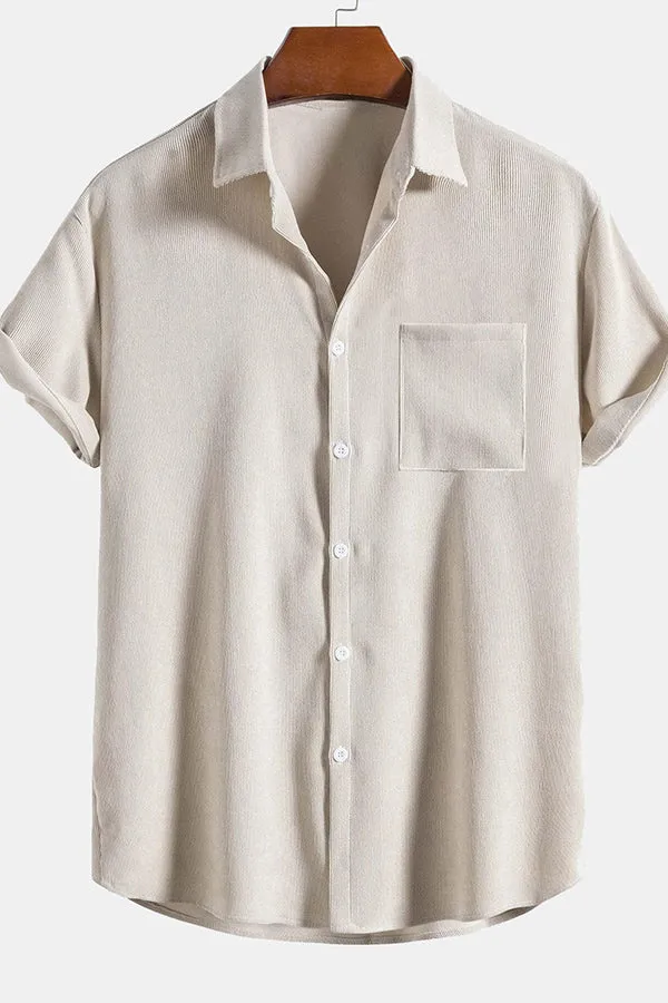 Corduroy Button Up Shirt With Pocket