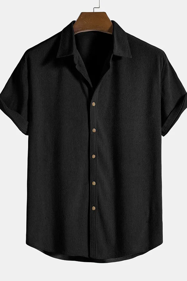 Corduroy Button Up Short Sleeved Shirt