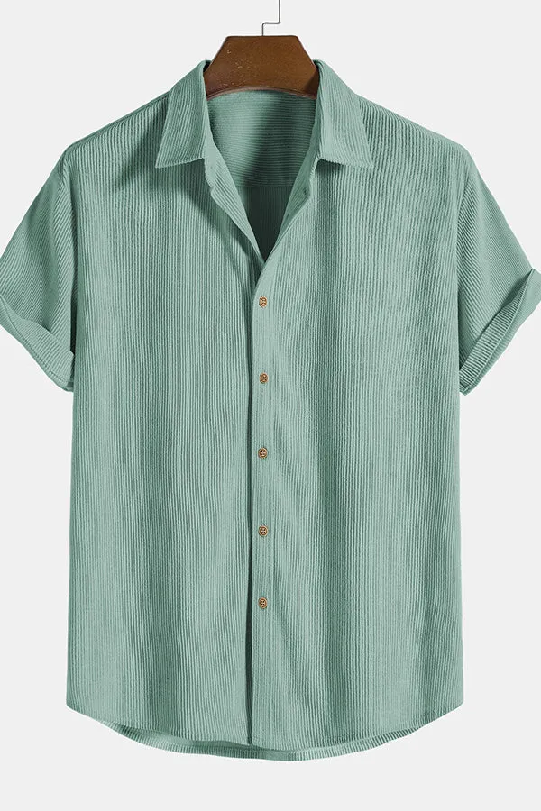 Corduroy Button Up Short Sleeved Shirt