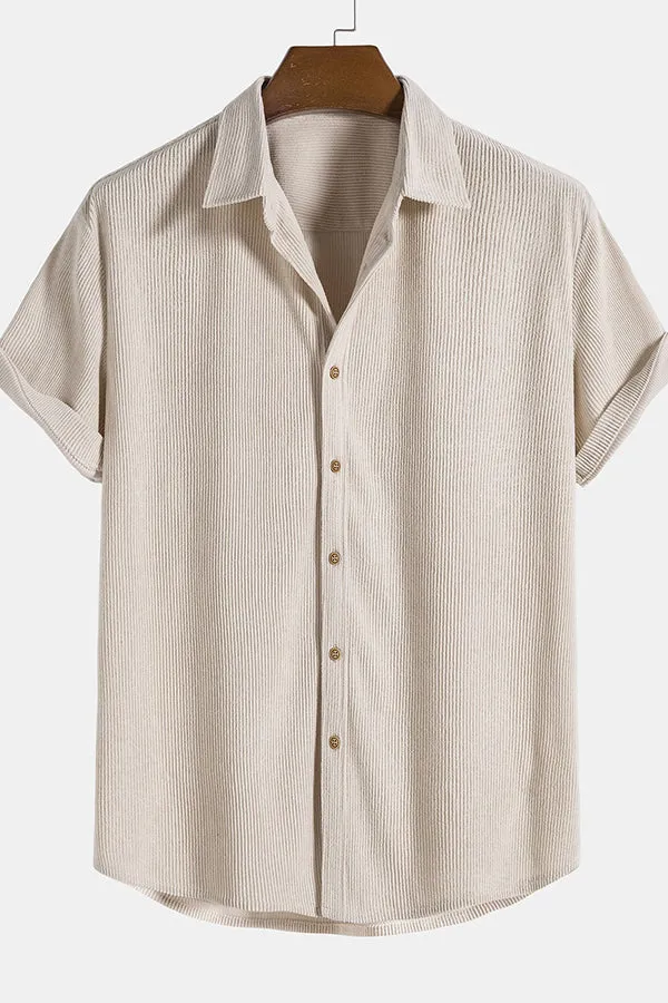 Corduroy Button Up Short Sleeved Shirt