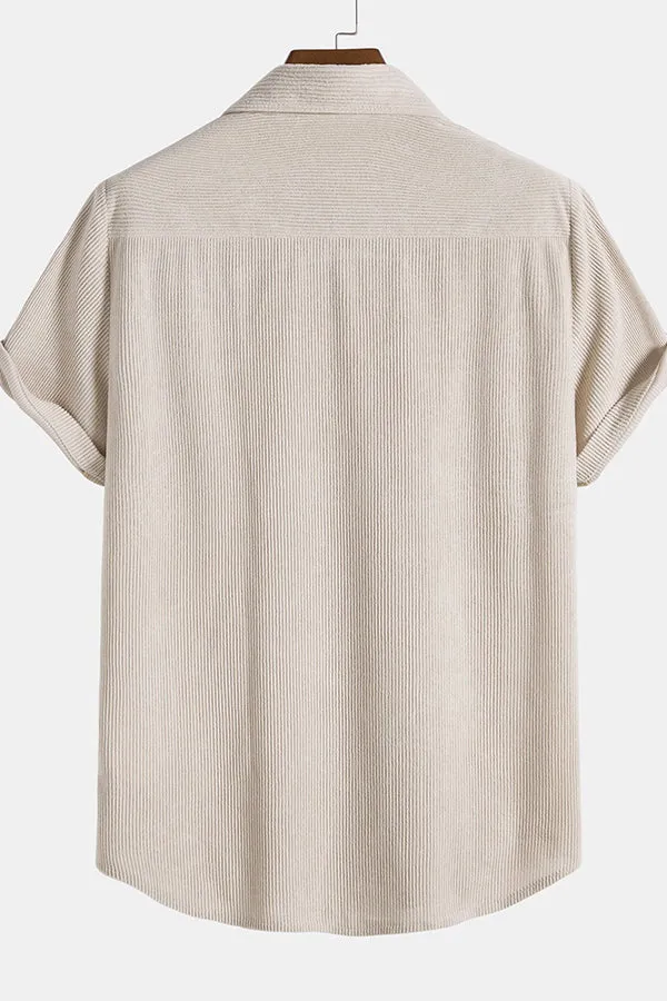 Corduroy Button Up Short Sleeved Shirt