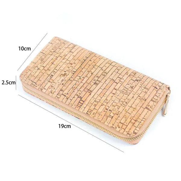 Cork Zip Around Purse ~ Natural Striped