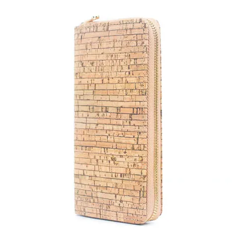 Cork Zip Around Purse ~ Natural Striped
