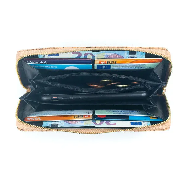 Cork Zip Around Purse ~ Natural Striped