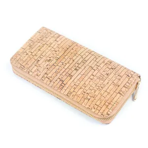 Cork Zip Around Purse ~ Natural Striped