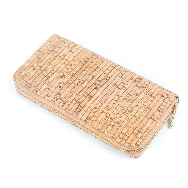 Cork Zip Around Purse ~ Natural Striped