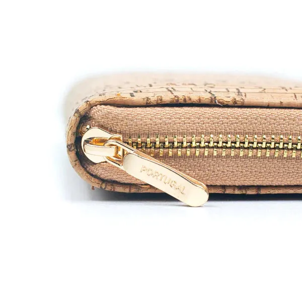 Cork Zip Around Purse ~ Natural Striped