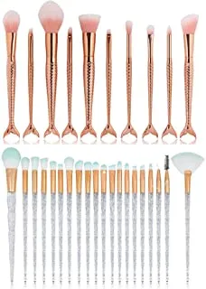 Coshine Rose Gold Mermaid Makeup Brush Set, Crystal Shiny Diamond Eye Makeup Brushes