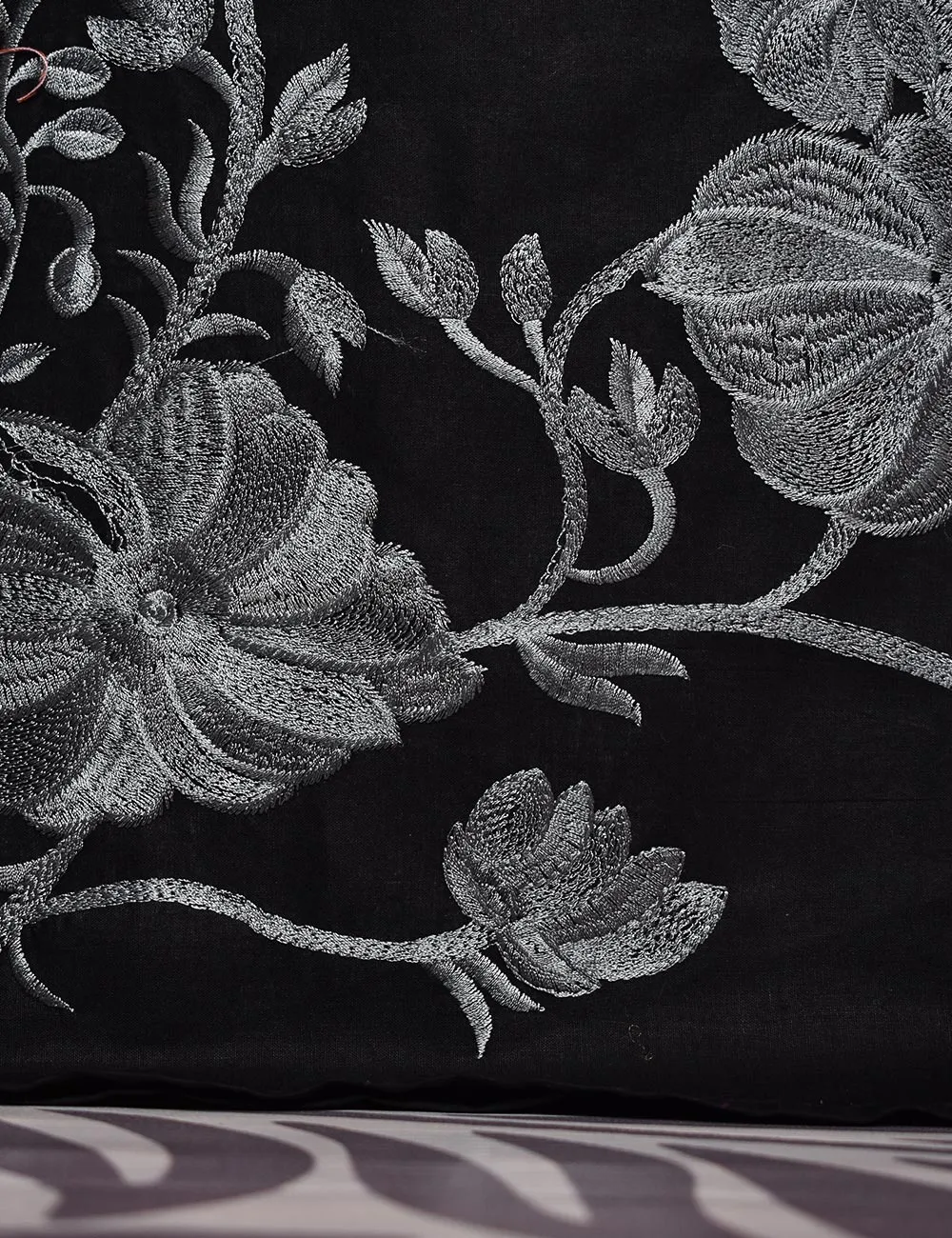 Cotton Embroidered Stitched Kurti - Fleur D'hibiscus (TS-016B-Black)