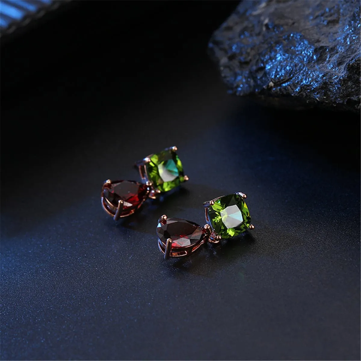 Crystal & 18K Rose Gold-Plated Teardrop Earrings