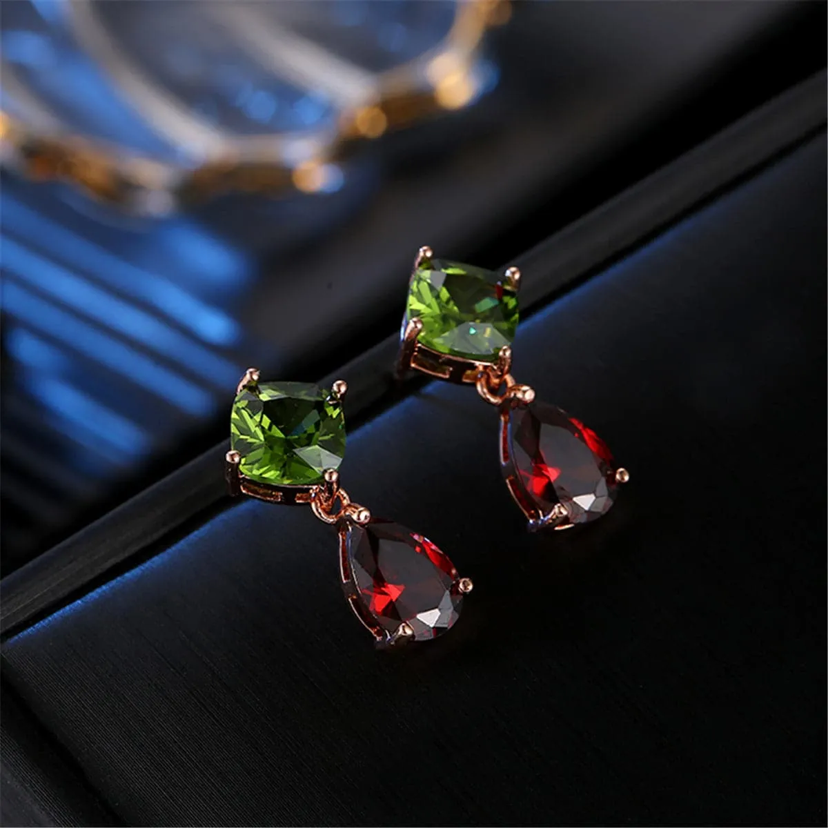 Crystal & 18K Rose Gold-Plated Teardrop Earrings